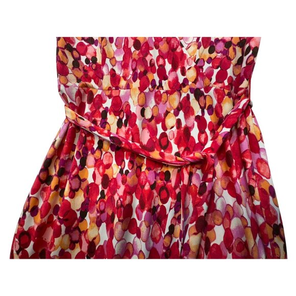 Glamour Womens A-Line Dress Size 6 Red PInk Spotted Design Bottom Ruffle - Picture 6 of 14